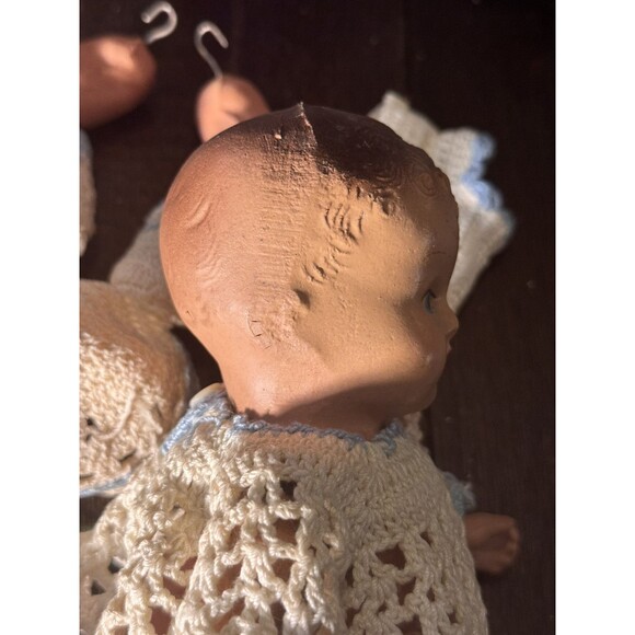 Vintage Composition Baby Doll With Crochet Outfit And Bonnet Cute Baby As Is - Picture 8 of 11